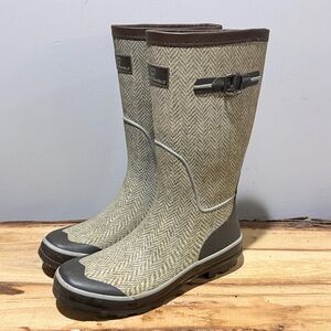 Arctic Shield Size 9 Gray and Cream Classic Herringbone Rubber‎ Boots B93